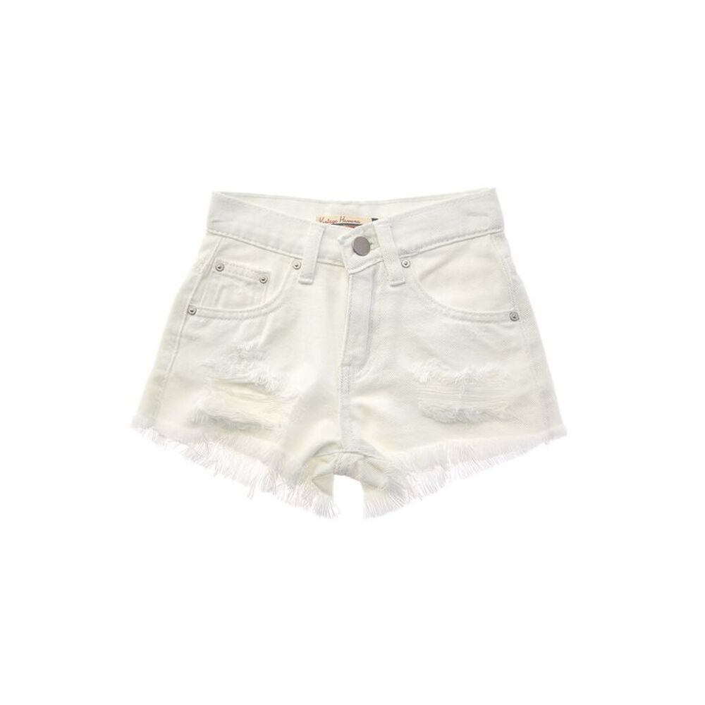 Vintage Havana Girls  Distressed Denim Short, White